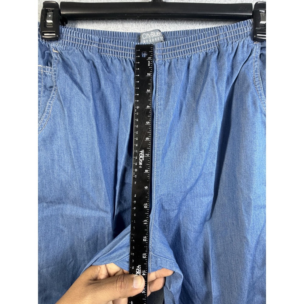 City Blues By Koret Pants Womens 14 Blue Chambray Elastic Waist Pull On Casual - Picture 5 of 8